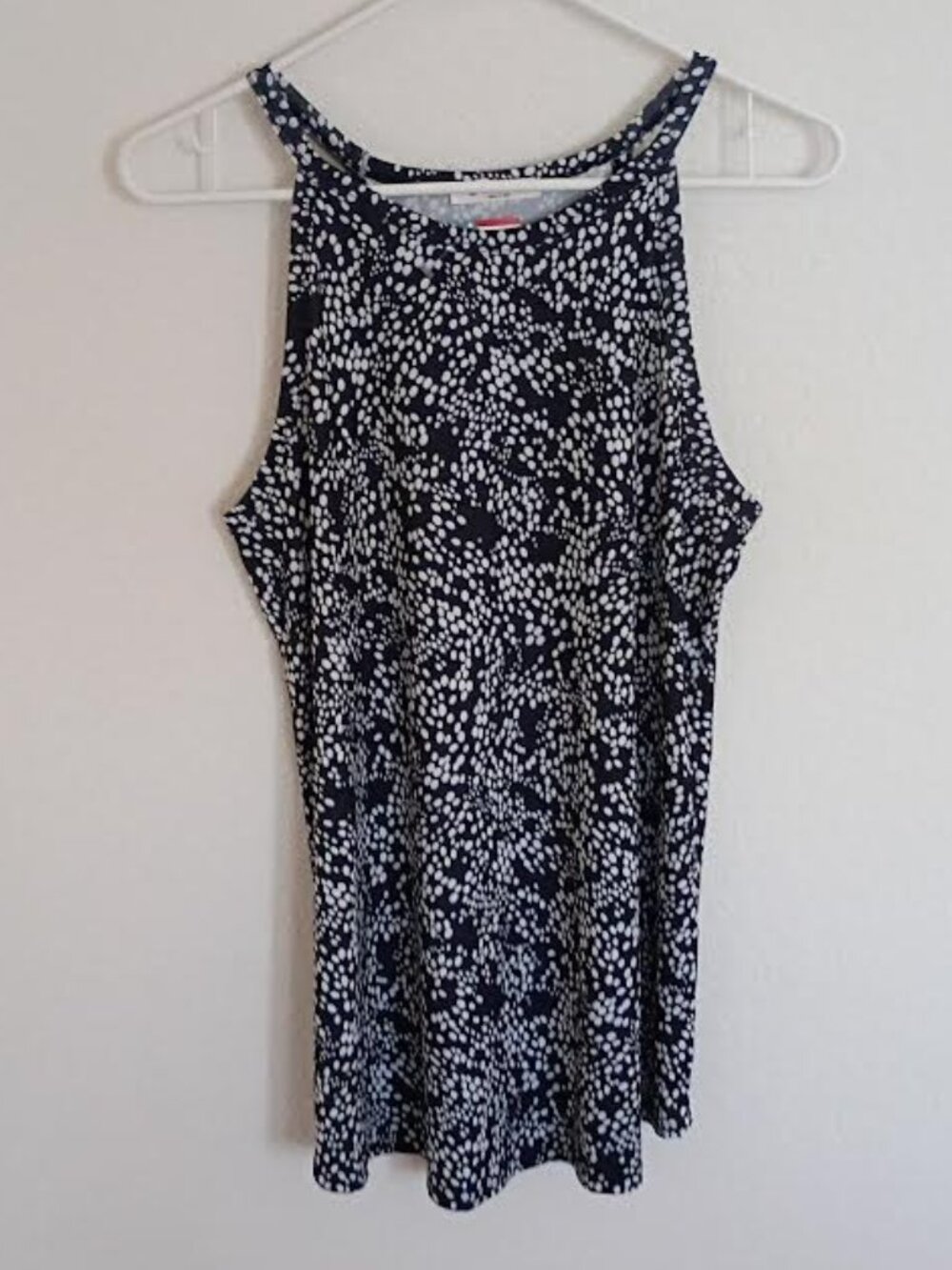 BOM BOM WOMEN'S TOP BLACK WHITE POLKA DOT SLEEVELESS STRETCH SIZE MEDIUM NWT
